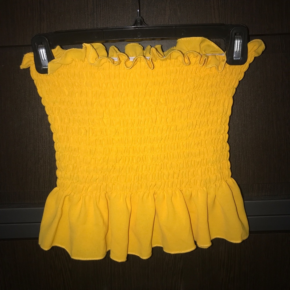 Yellow Smocked Tube Top